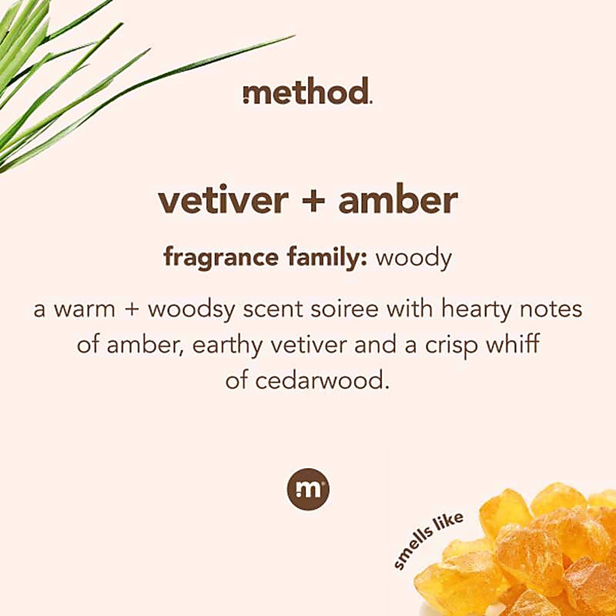 Method 327626 Premium Vetiver & Amber Scent Gel Hand Wash 12 oz