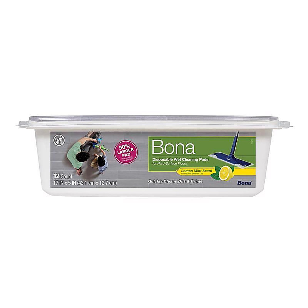 Bona AX0003623 Plant-Based Pulp Cleaning Wipes 5 in. W X 17 in. L 12 pk