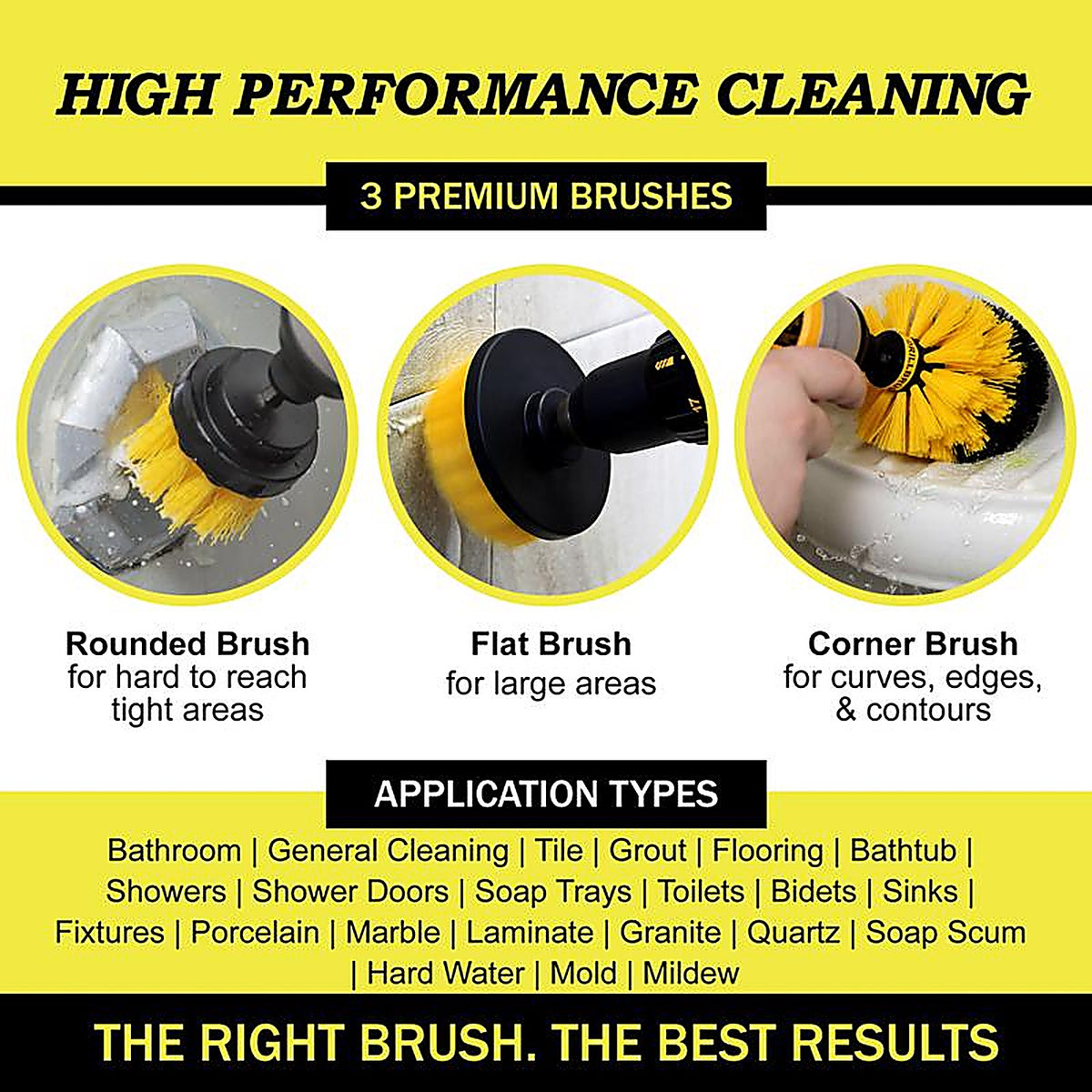 Drillbrush - Y-S-42O-QC-DB - 4 In. W Medium Bristle Metal Handle Drill Brush Set