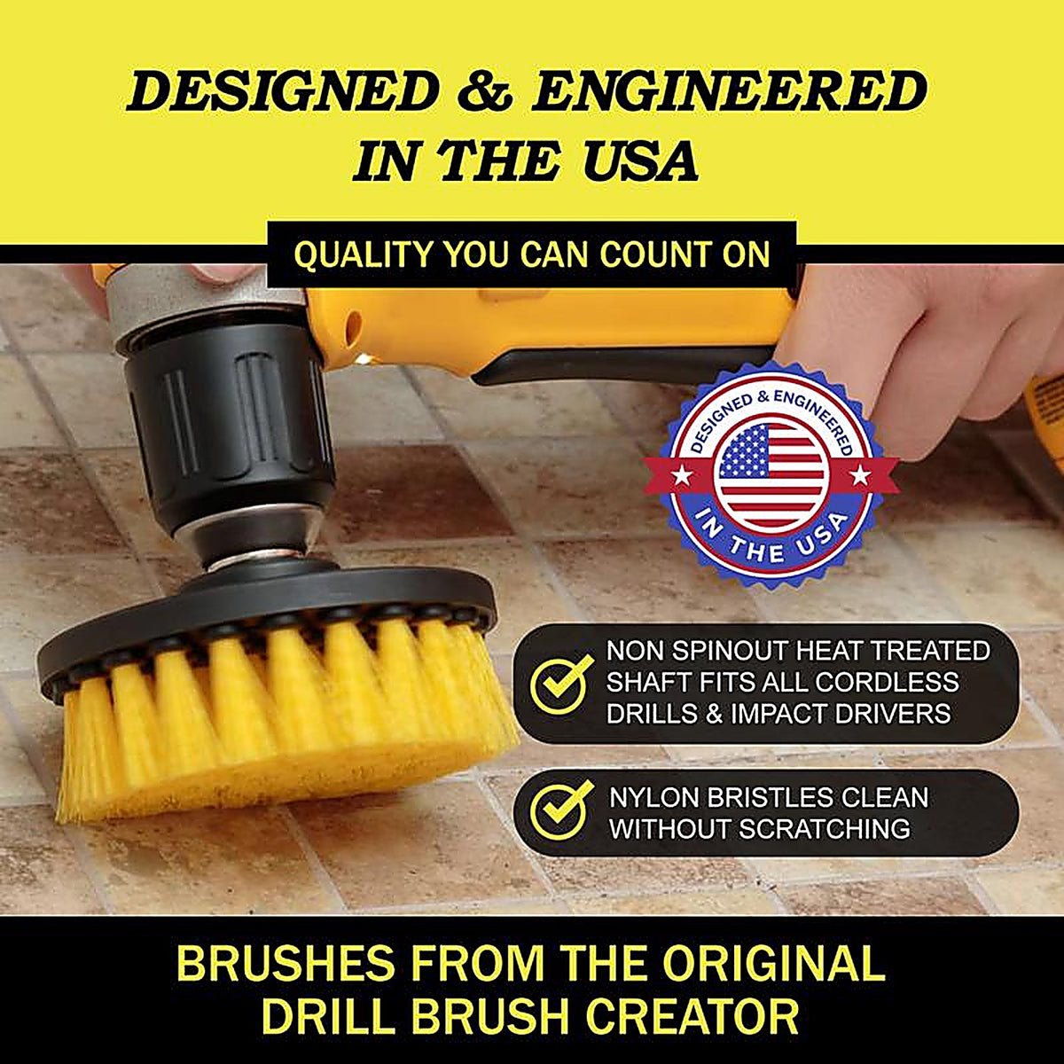 Drillbrush - Y-S-42O-QC-DB - 4 In. W Medium Bristle Metal Handle Drill Brush Set