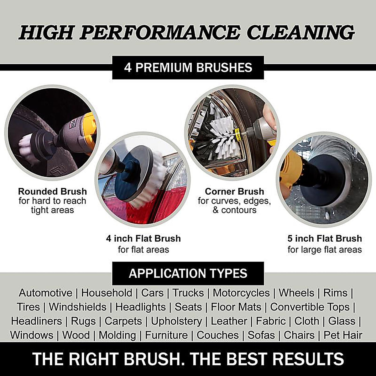 Drillbrush - W-S-542O-QC-DB - 5 In. W Soft Bristle Metal Handle Drill Brush Set