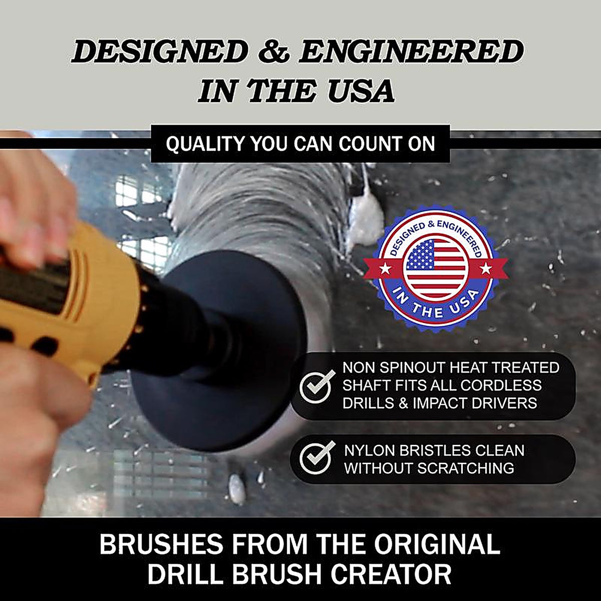 Drillbrush - W-S-542O-QC-DB - 5 In. W Soft Bristle Metal Handle Drill Brush Set