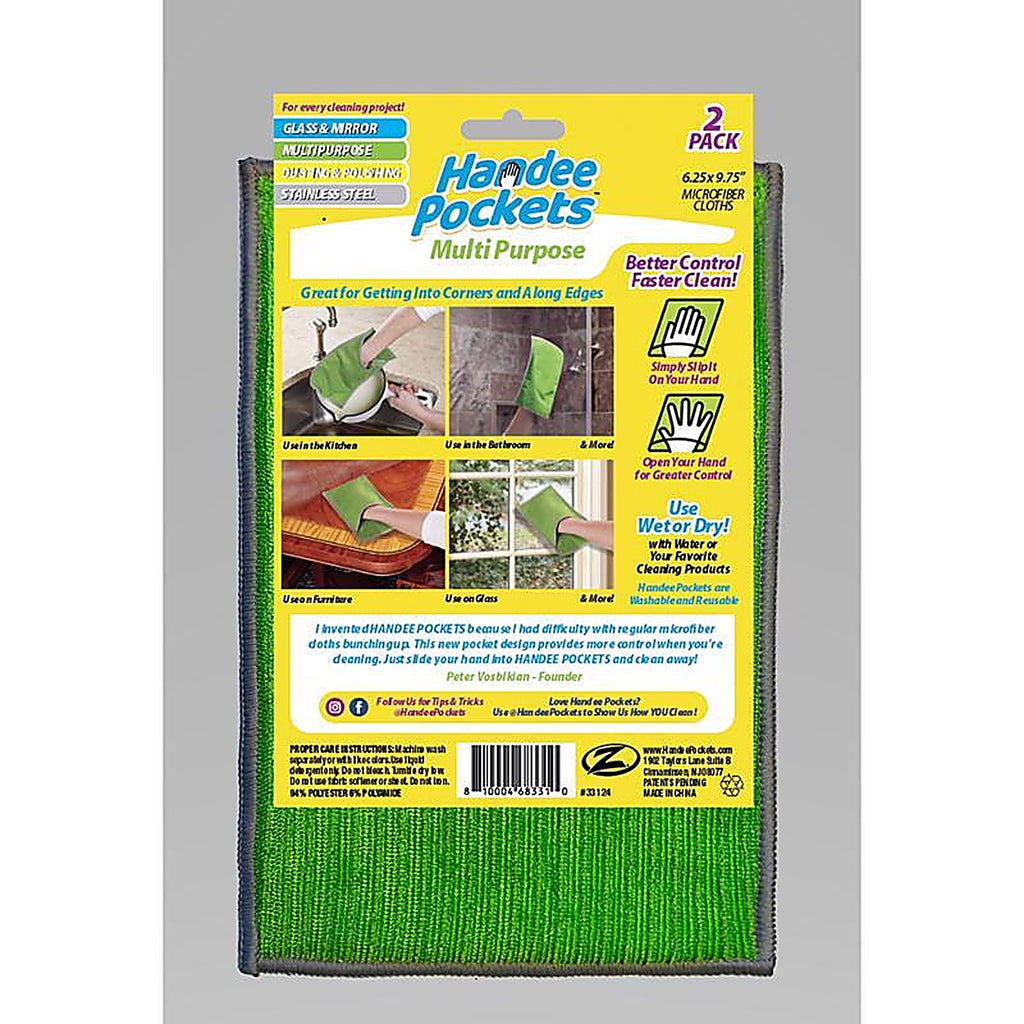 Handee Pockets - 33124 - Microfiber Cleaning Cloth 6.25 In. W X 9.75 In. L 2 Pack
