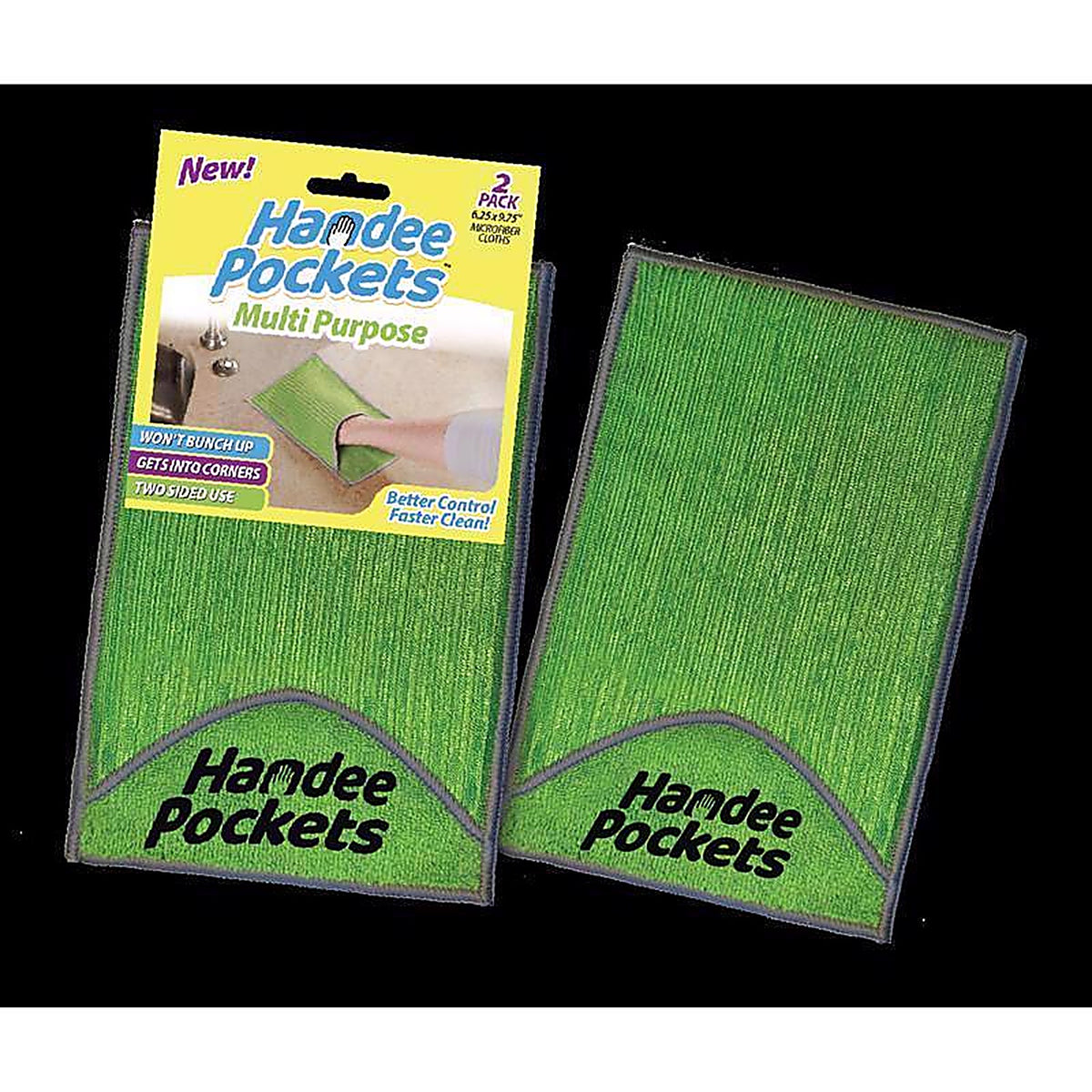 Handee Pockets - 33124 - Microfiber Cleaning Cloth 6.25 In. W X 9.75 In. L 2 Pack