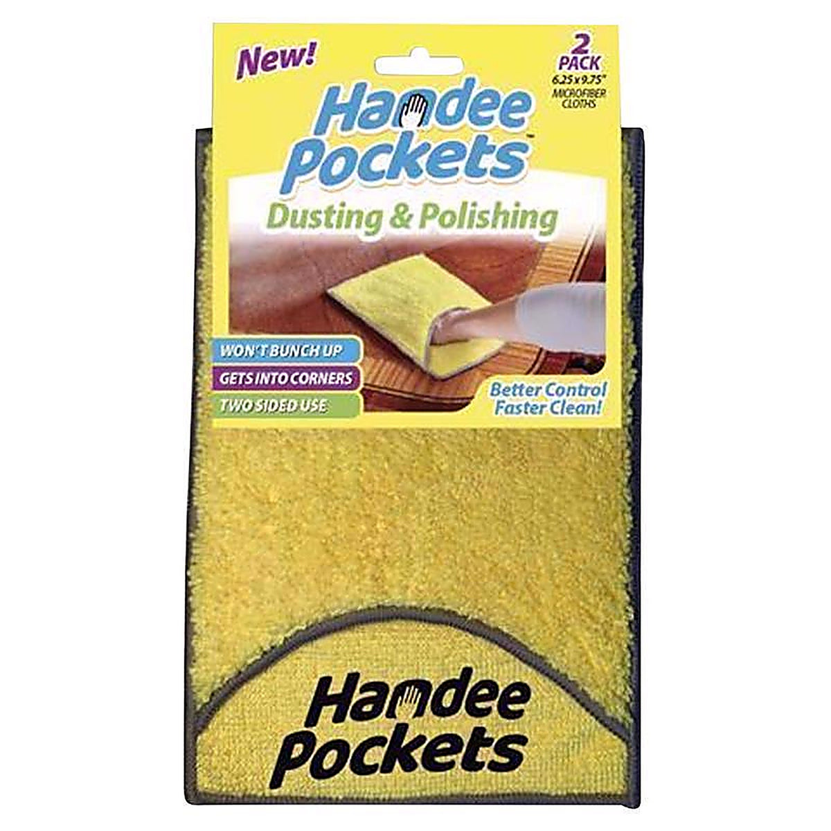 Handee Pockets - 33424 - Microfiber Cleaning Cloth 6.25 In. W X 9.75 In. L 2 Pack