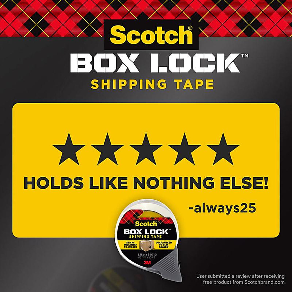 3M 3950-RD-12GC Scotch Box Lock 1.88 in. W X 54.6 yd L Packing Tape Clear