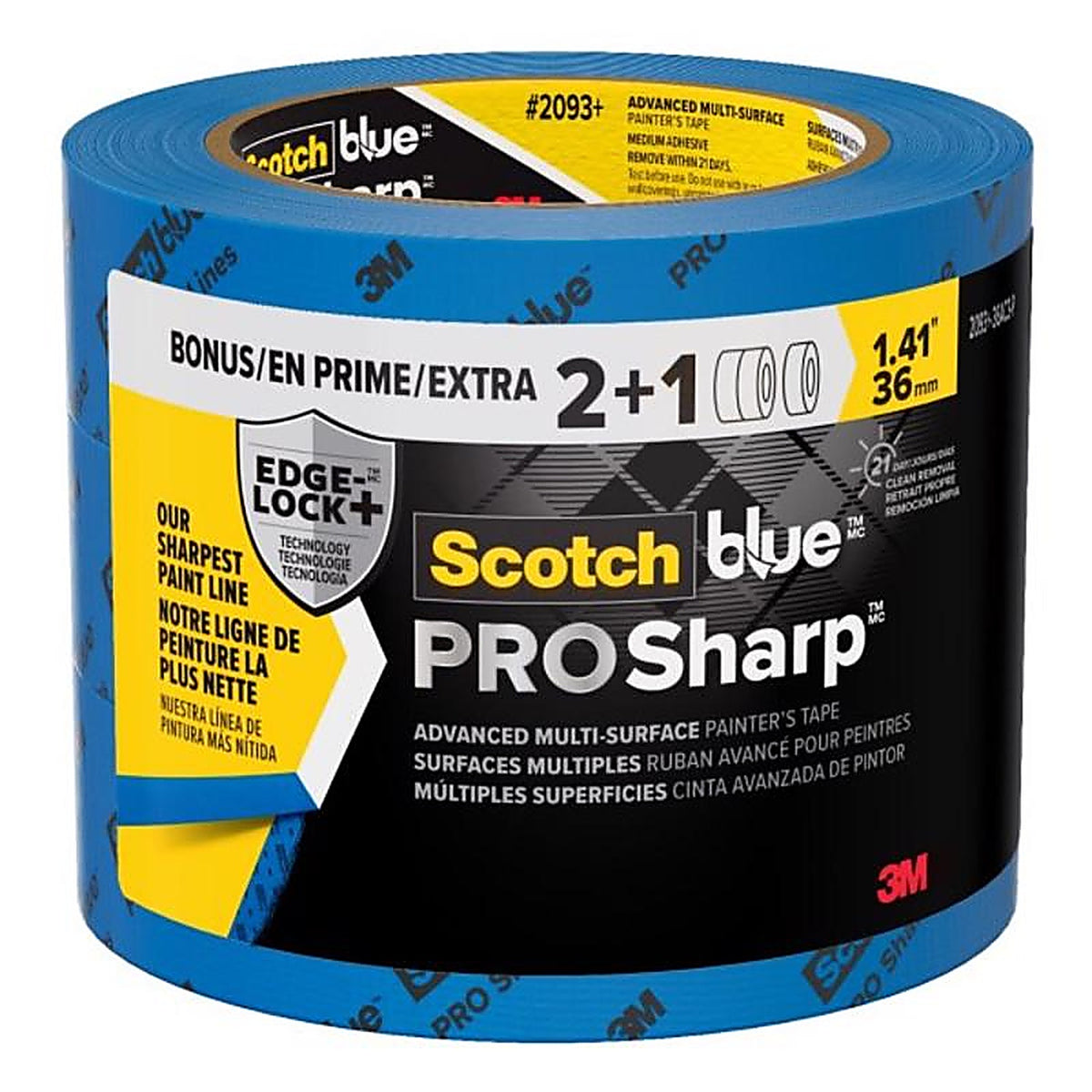 3M 2093-36AC3 ScotchBlue 1.41in. W X 60 yd L Blue Medium Strength Painters Tape 3 pk
