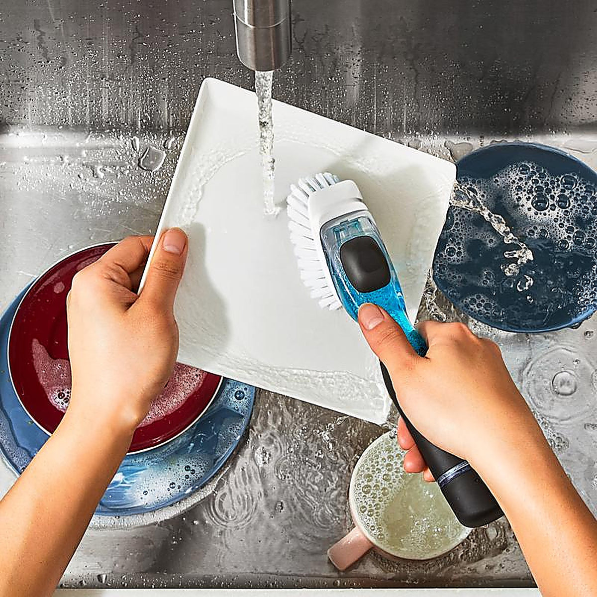 OXO - 12361700 - Good Grips 1 In. W Medium Bristle Plastic/Rubber Handle Soap Dispenser Dish Brush