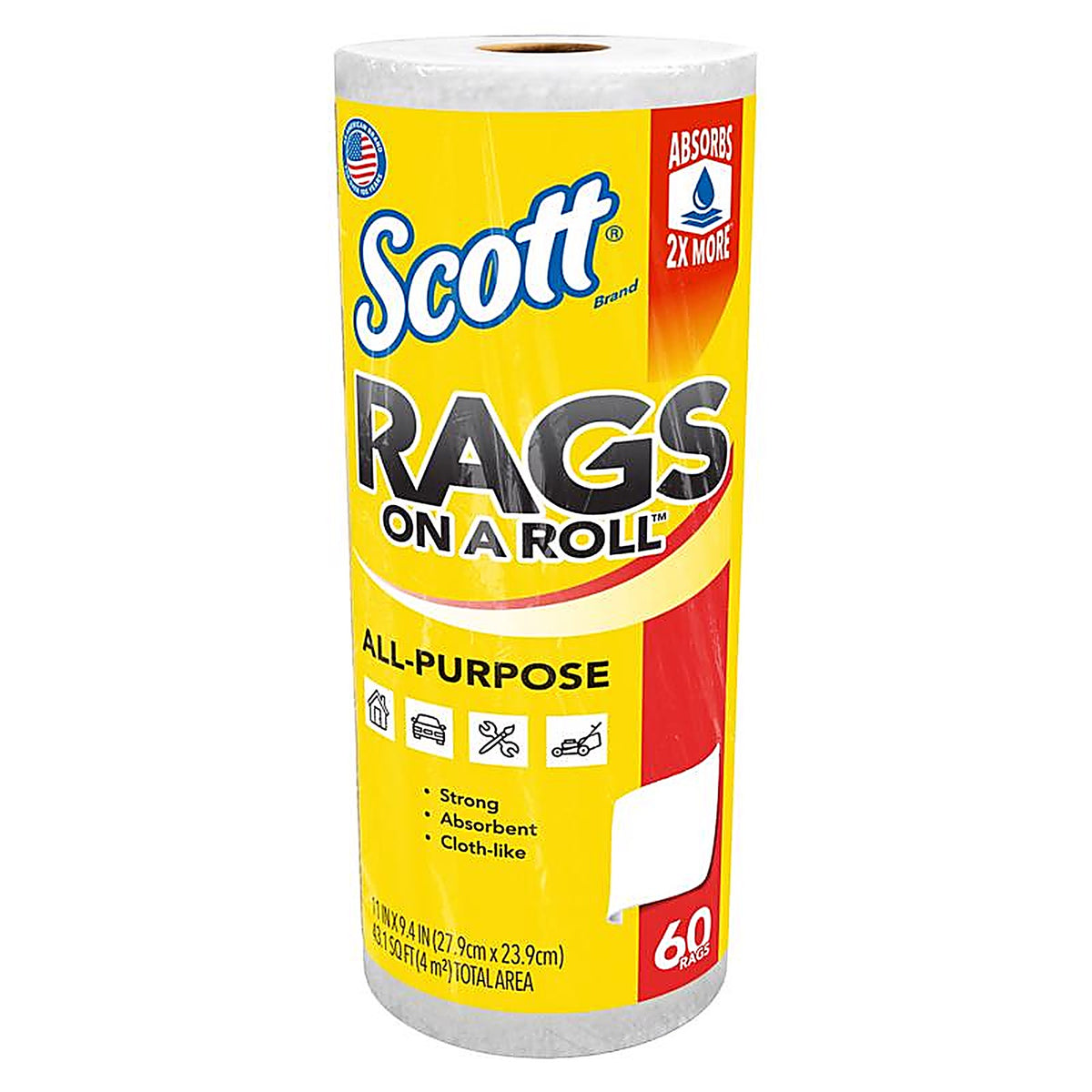 Scott - 54992 - Rags on a Roll Cleaning Cloth 9.4 In. W X 11 In. L 60 Sheet 1 Pack