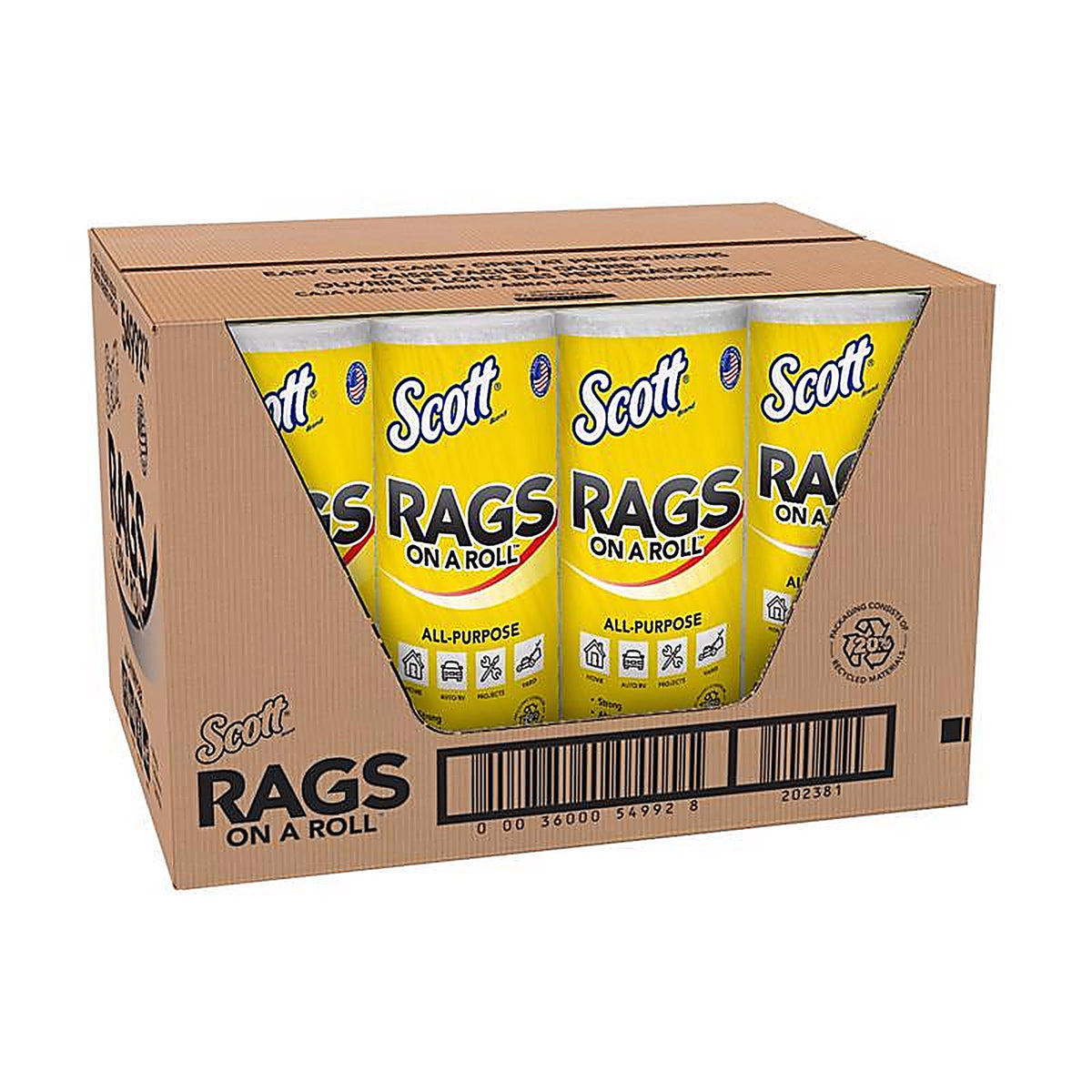 Scott - 54992 - Rags on a Roll Cleaning Cloth 9.4 In. W X 11 In. L 60 Sheet 1 Pack