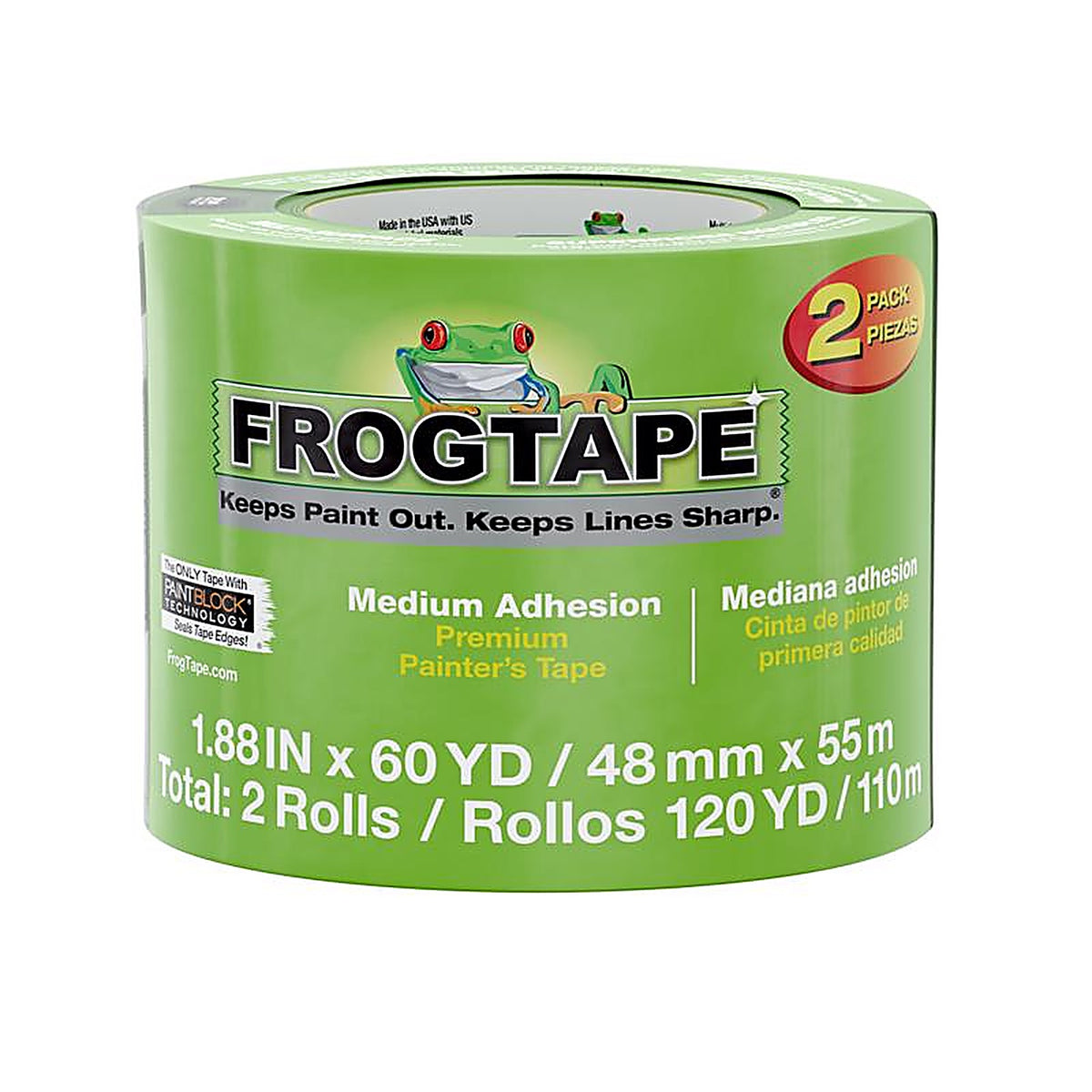 Shurtape - 242869 - Frogtape 1.88 In. W X 60 Yd L Green Medium Strength Painters Tape 2 Pack