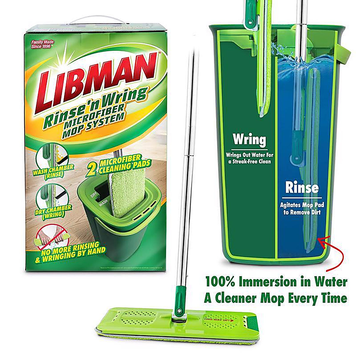 Libman - 1516 - Rinse N Wring 13 In. W Microfiber Mop with Bucket