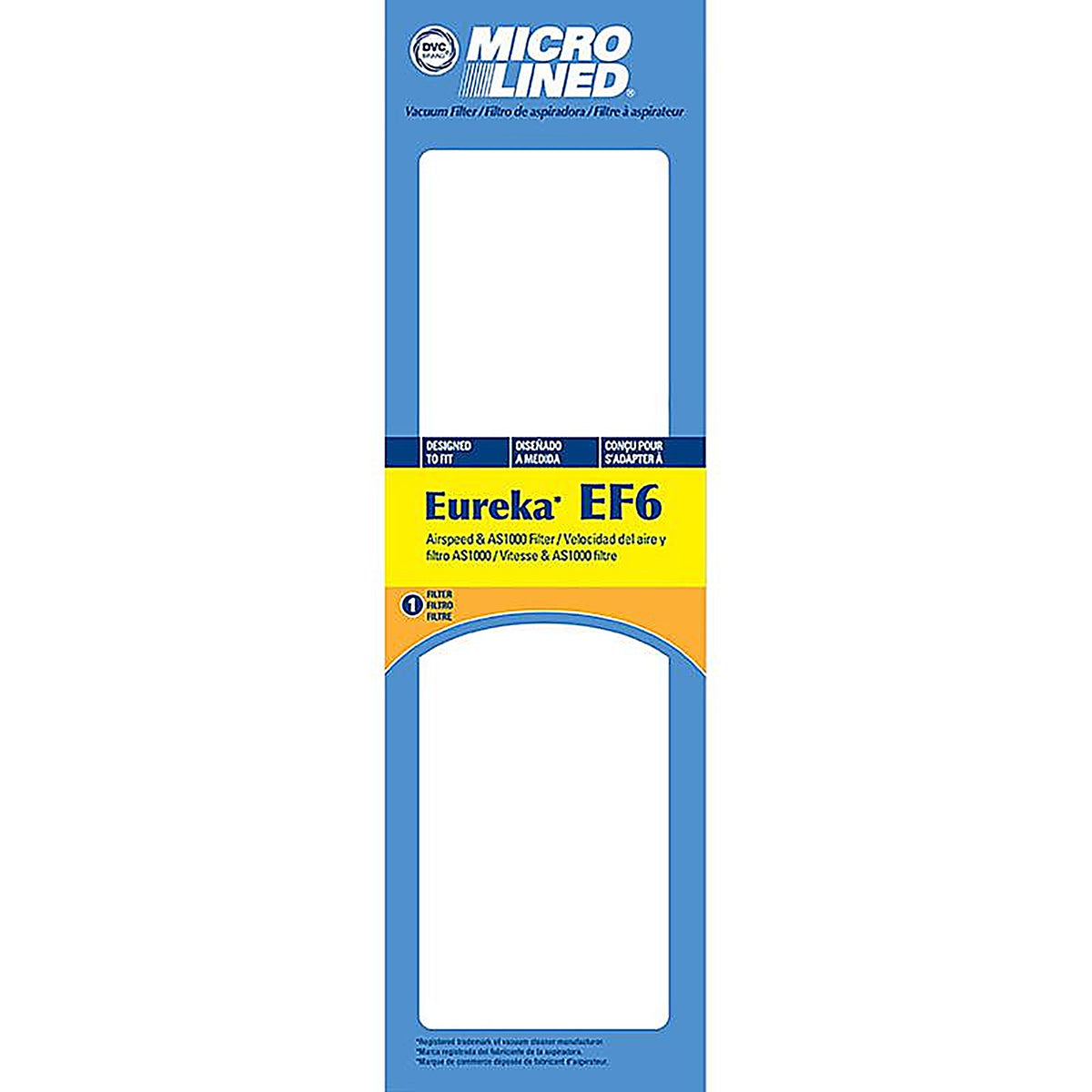 DVC - ER-18265 - Micro Lined Vacuum Filter for Eureka Ef6 1 Pack Eureka Ef6 Airspeed