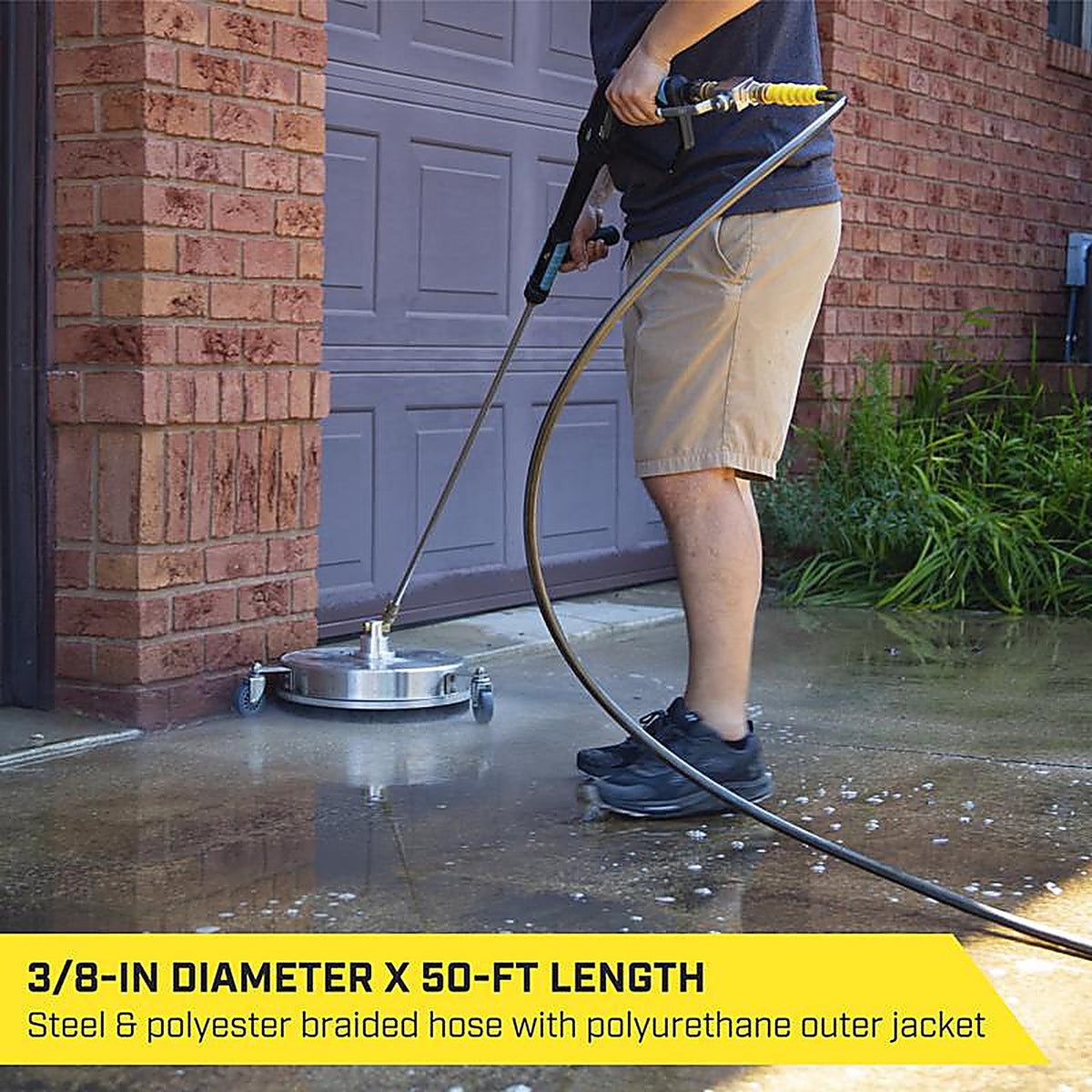 SurfaceMaxx - SGY-PWA1204 - 3/8 In. D X 50 Ft. L Steel and Polyester Braided Pressure Washer Hose 4500 PSI