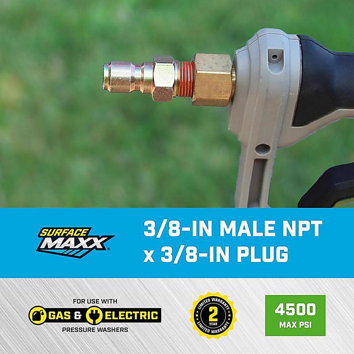 SurfaceMaxx - SGY-PWA22 - 3/8-In Male NPT X 3/8-In Quick Connect Plug 4500 PSI