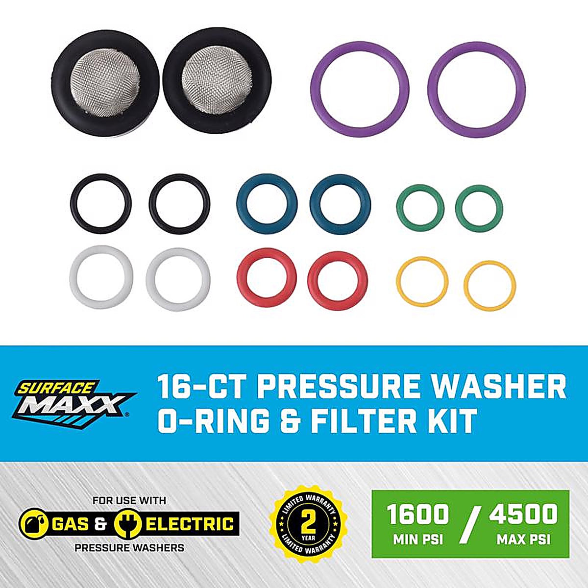 SurfaceMaxx - SGY-PWA1128 - 16-CT Pressure Washer O-Ring Kit