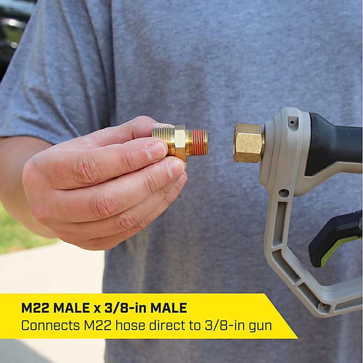 SurfaceMaxx - SGY-PWA23 - M22 Male X 3/8-In Male NPT Screw Nipple 4500 PSI
