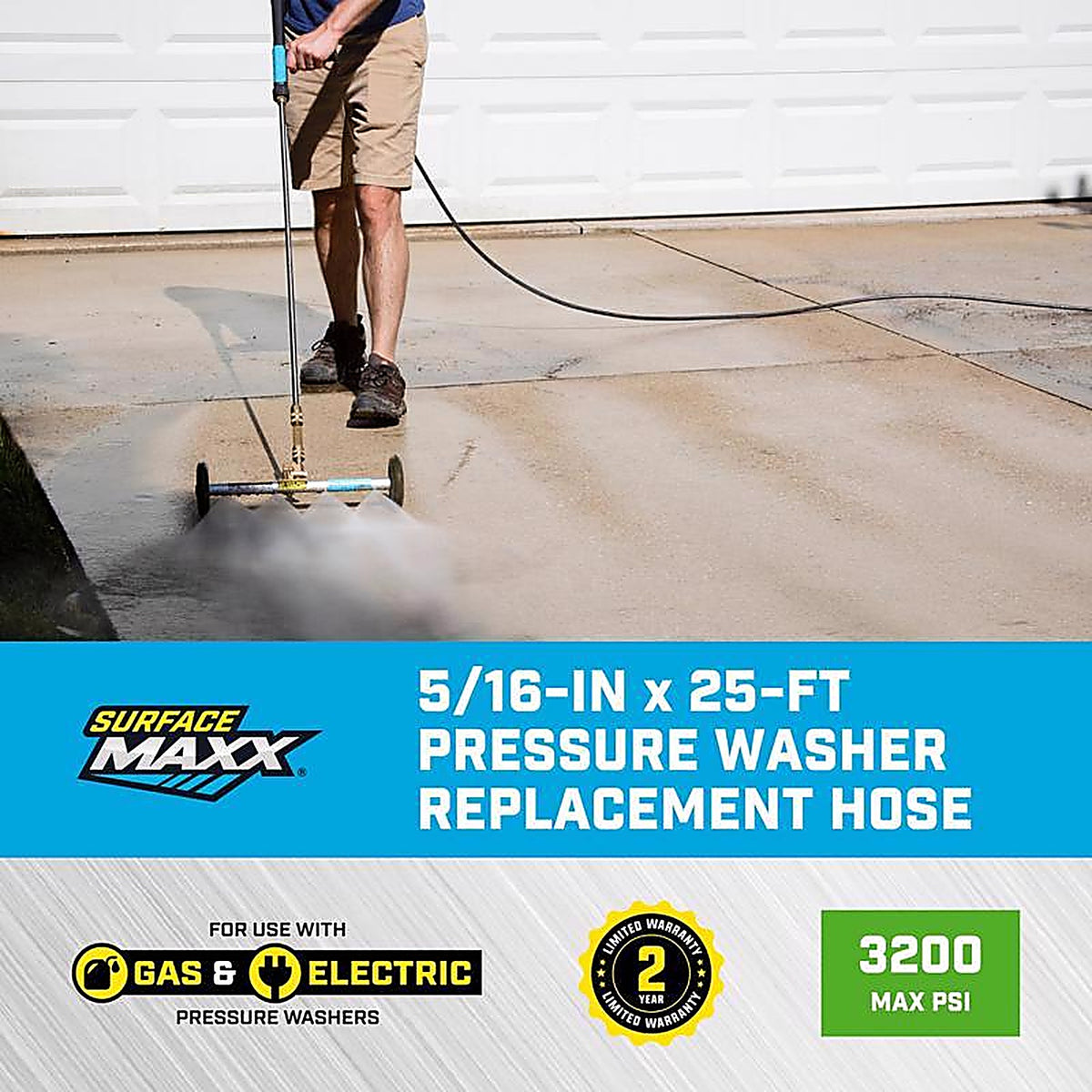 SurfaceMaxx - SMX-PWA319 - 5/16 In. D X 25 Ft. L M22 Replacement Pressure Washer Hose 3200 PSI