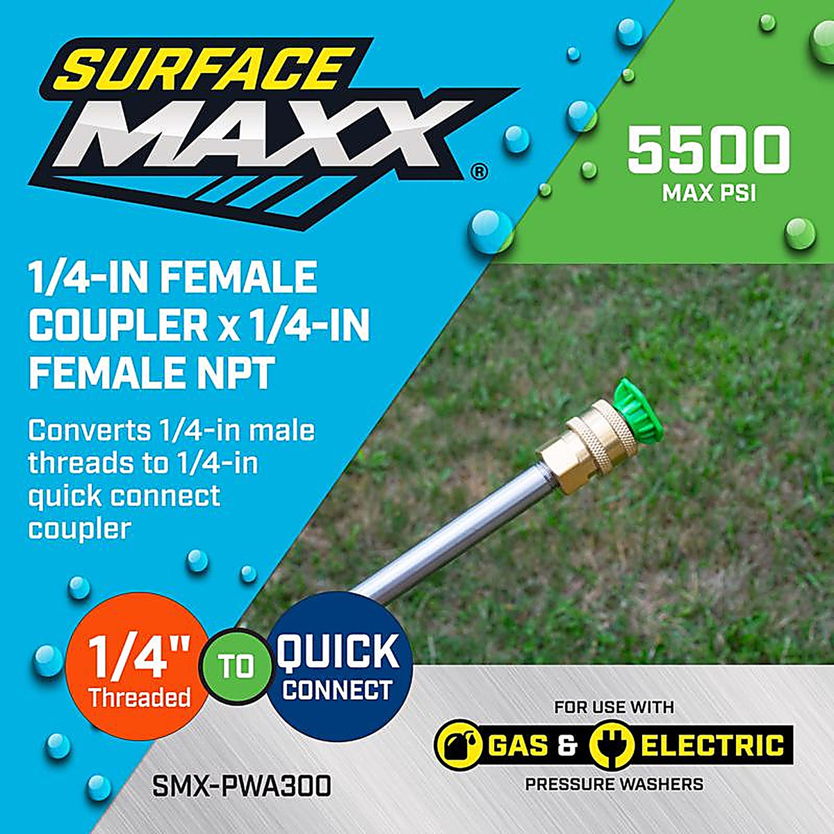 SurfaceMaxx - SMX-PWA300 - 1/4-In Female NPT X 1/4-In Female Quick Connect Plug 5500 PSI