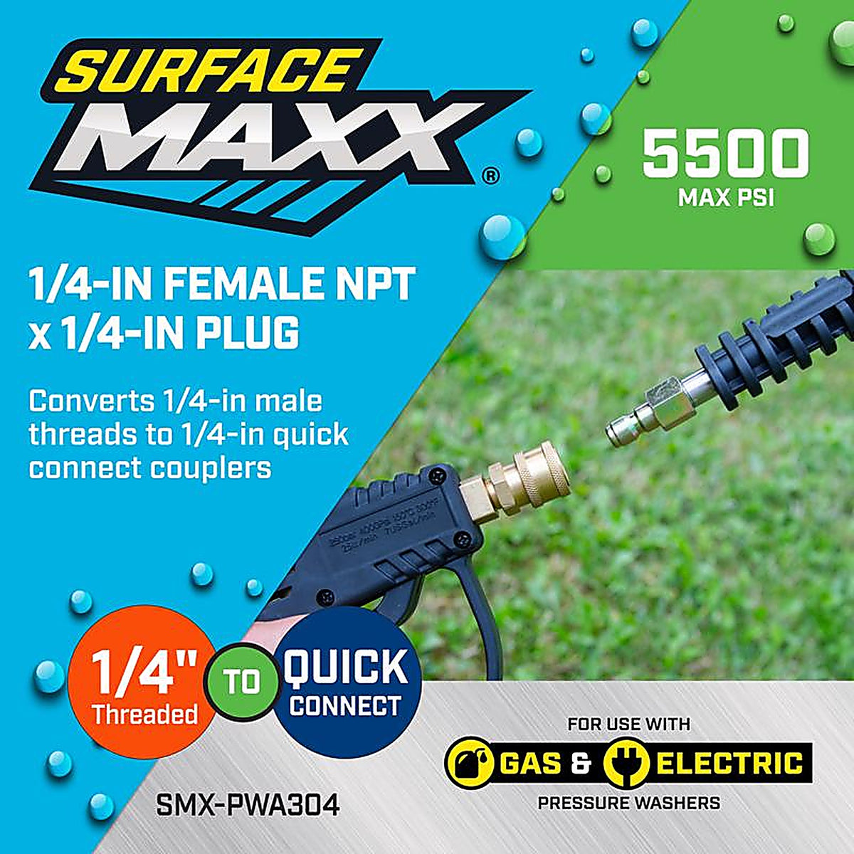 SurfaceMaxx - SMX-PWA304 - 1/4-In Female NPT X 1/4-In Quick Connect Plug 5500 PSI