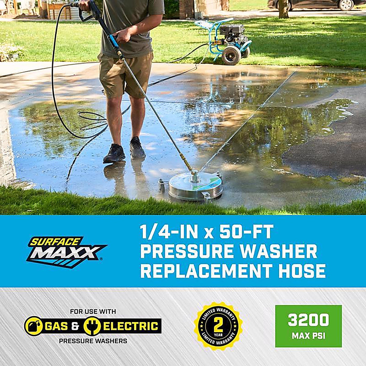 SurfaceMaxx - SMX-PWA307 - 1/4 In. D X 50 Ft. L M22 Replacement Pressure Washer Hose 3200 PSI