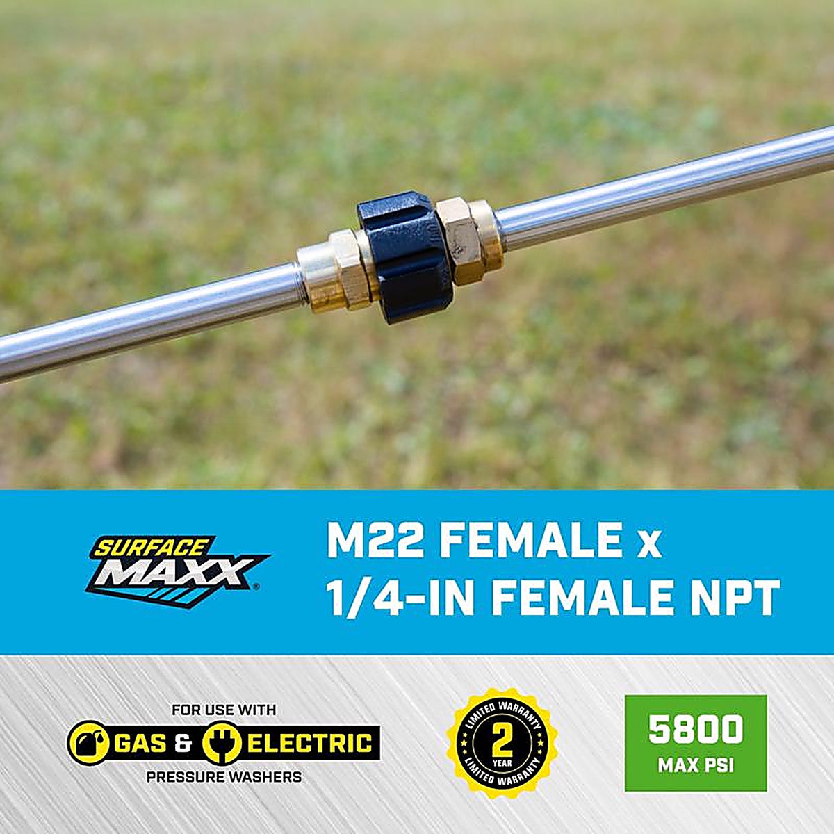 SurfaceMaxx - SMX-PWA309 - M22 Female X 1/4-In Female NPT Screw Coupling 5800 PSI