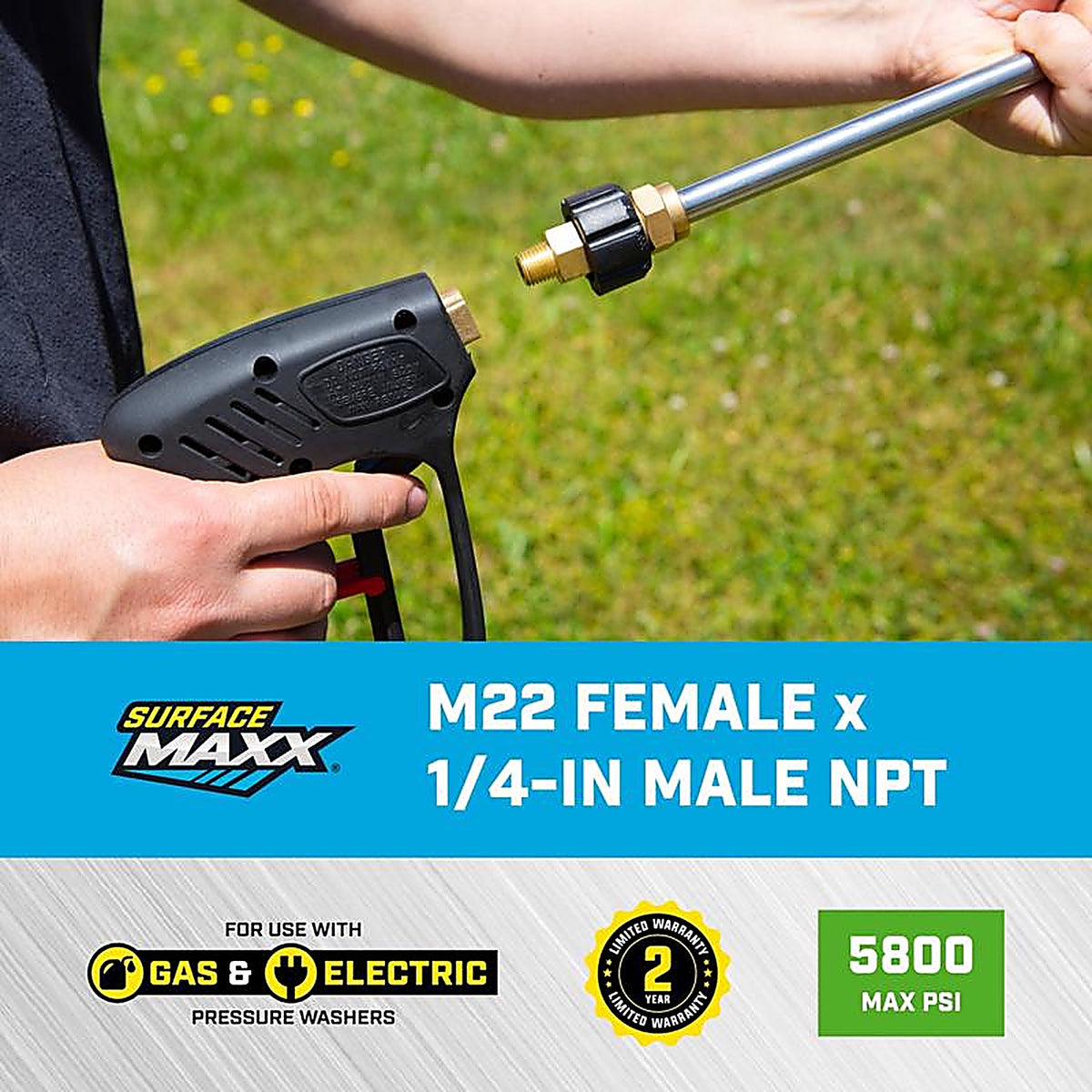 SurfaceMaxx - SMX-PWA310 - M22 Female X 1/4-In Male NPT Screw Nipple 5800 PSI