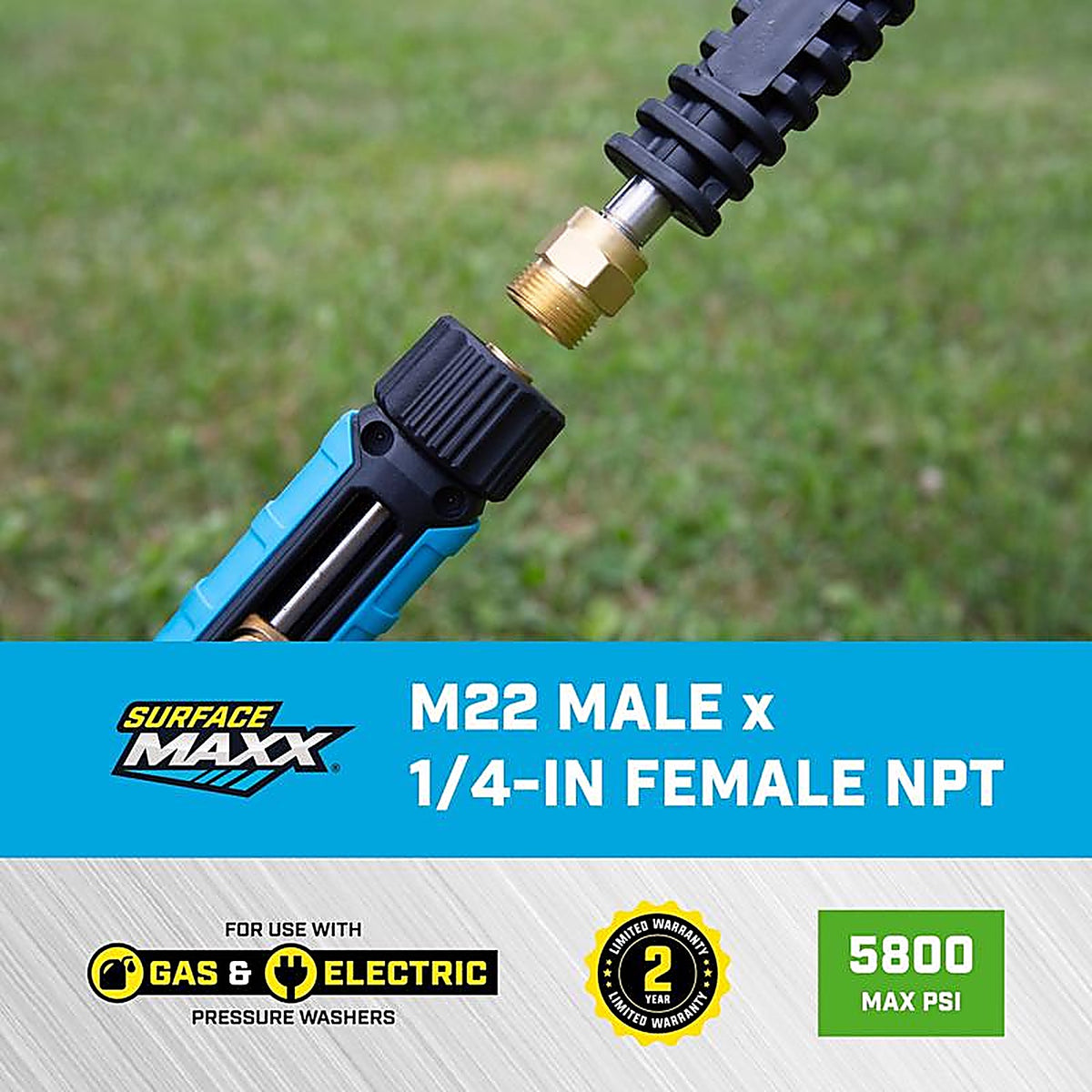 SurfaceMaxx - SMX-PWA312 - M22 Male X 1/4-In Female NPT Screw Nipple 5800 PSI