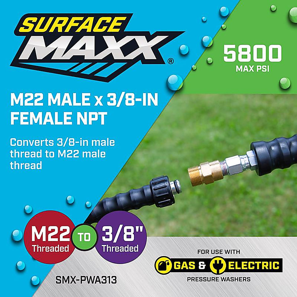 SurfaceMaxx - SMX-PWA313 - M22 Male X 3/8-In Female NPT Screw Nipple 5800 PSI