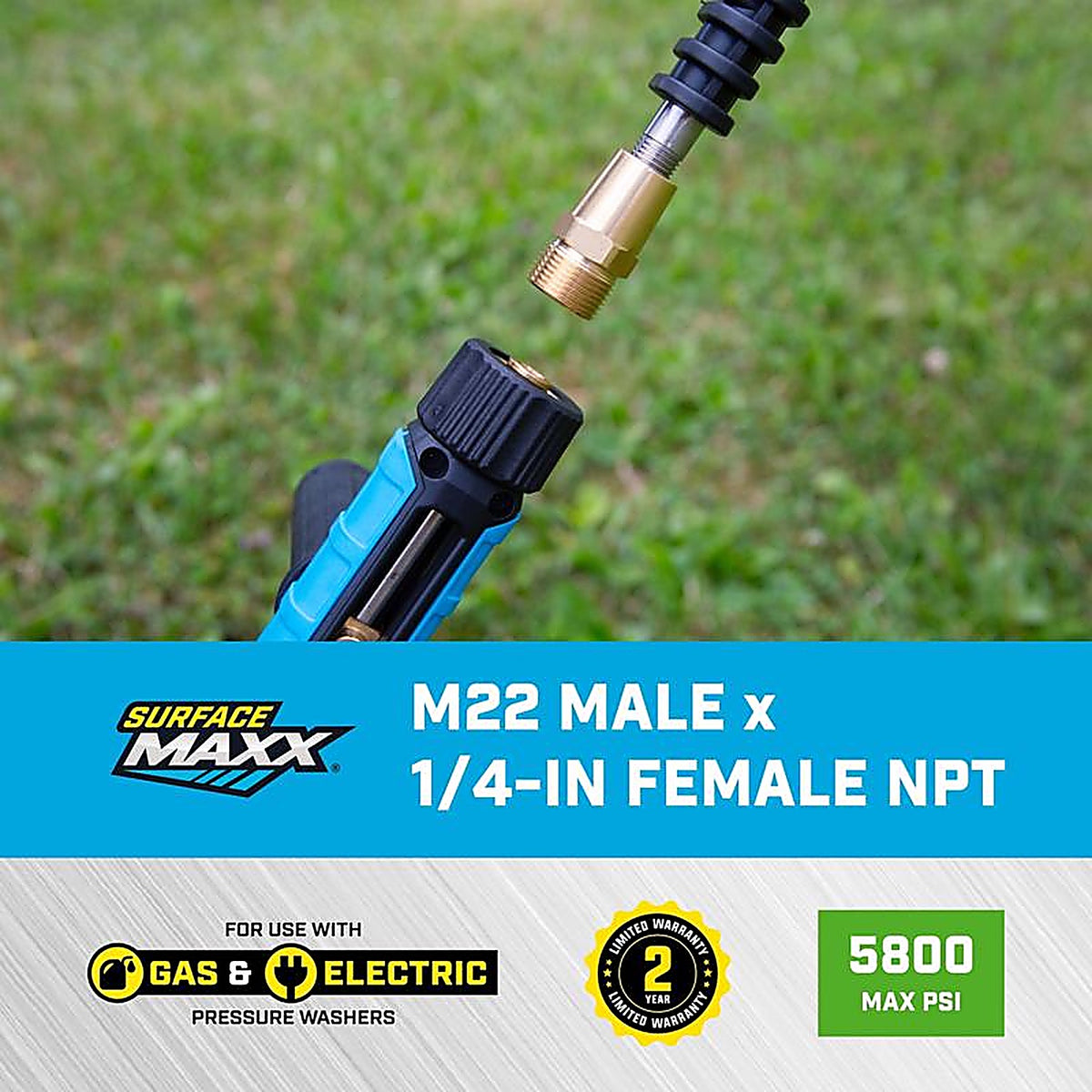 SurfaceMaxx - SMX-PWA314 - M22 Male X 1/4-In Female NPT Screw Nipple 5800 PSI