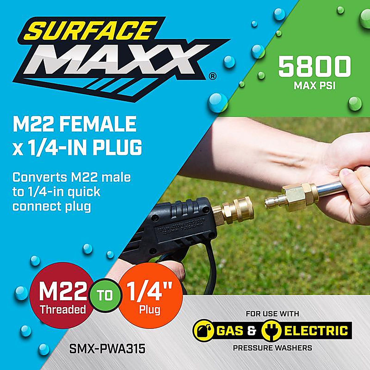 SurfaceMaxx - SMX-PWA315 - M22 Female X 1/4-In Quick Connect Plug 5800 PSI