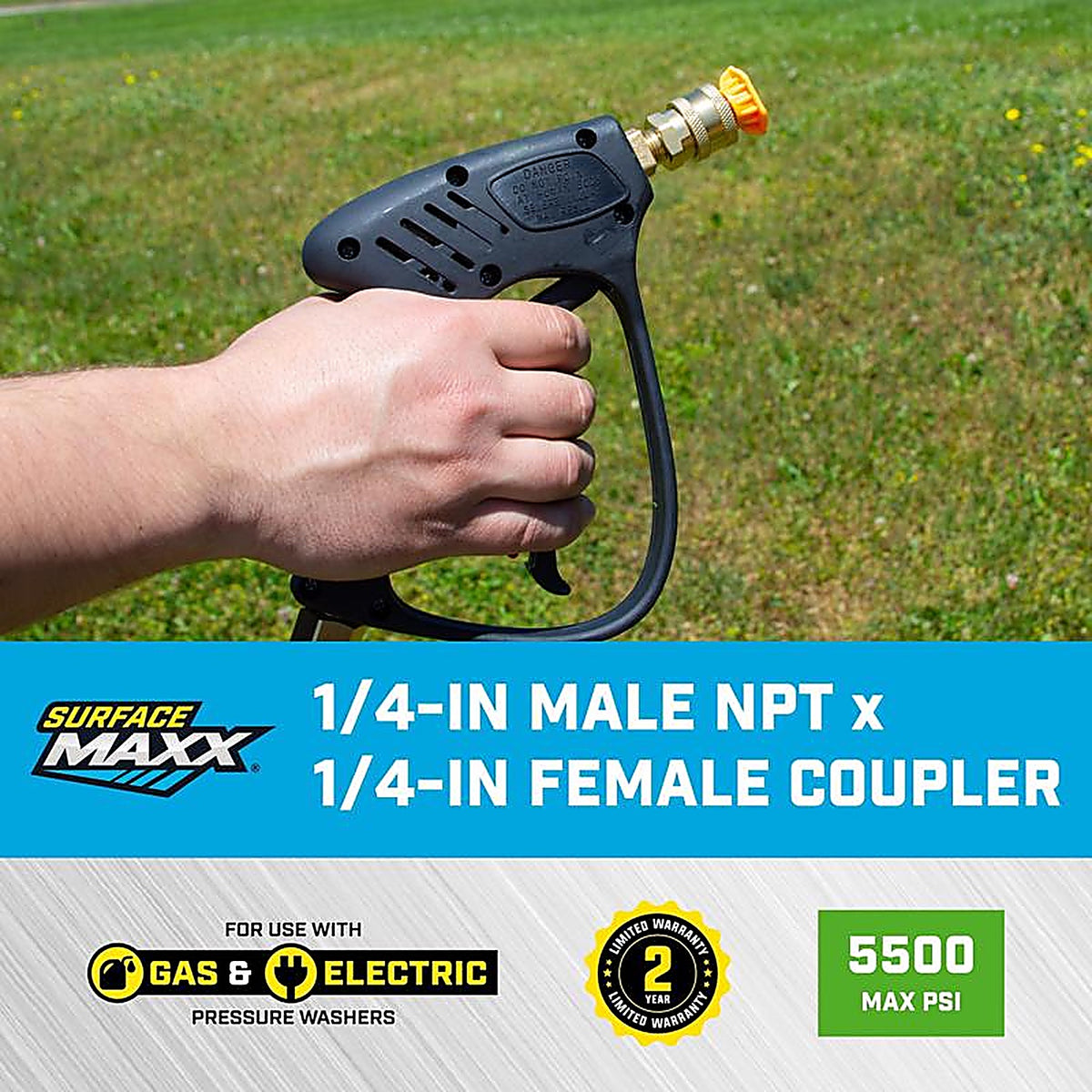 SurfaceMaxx - SMX-PWA316 - 1/4-In Male NPT X 1/4-In Female Quick Connect Coupler 5500 PSI