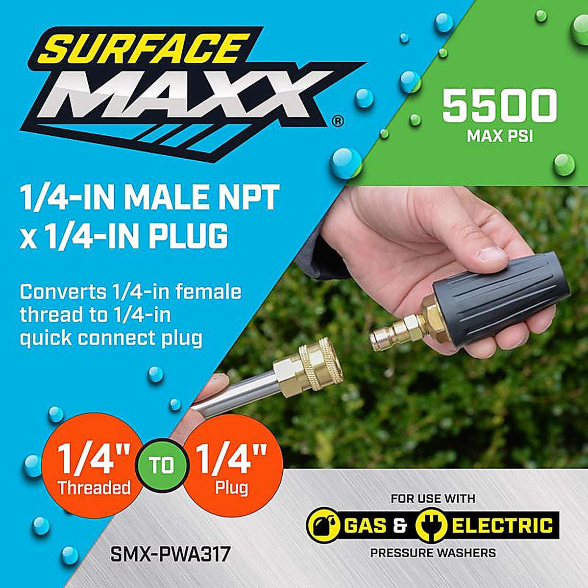 SurfaceMaxx - SMX-PWA317 - 1/4-In Male NPT X 1/4-In Quick Connect Plug 5500 PSI