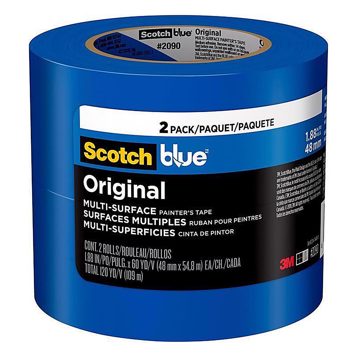 Scotch - 2090-48WC2 - Scotchblue 1.88 In. W X 60 Yd L Blue Medium Strength Painters Tape 2 Pack