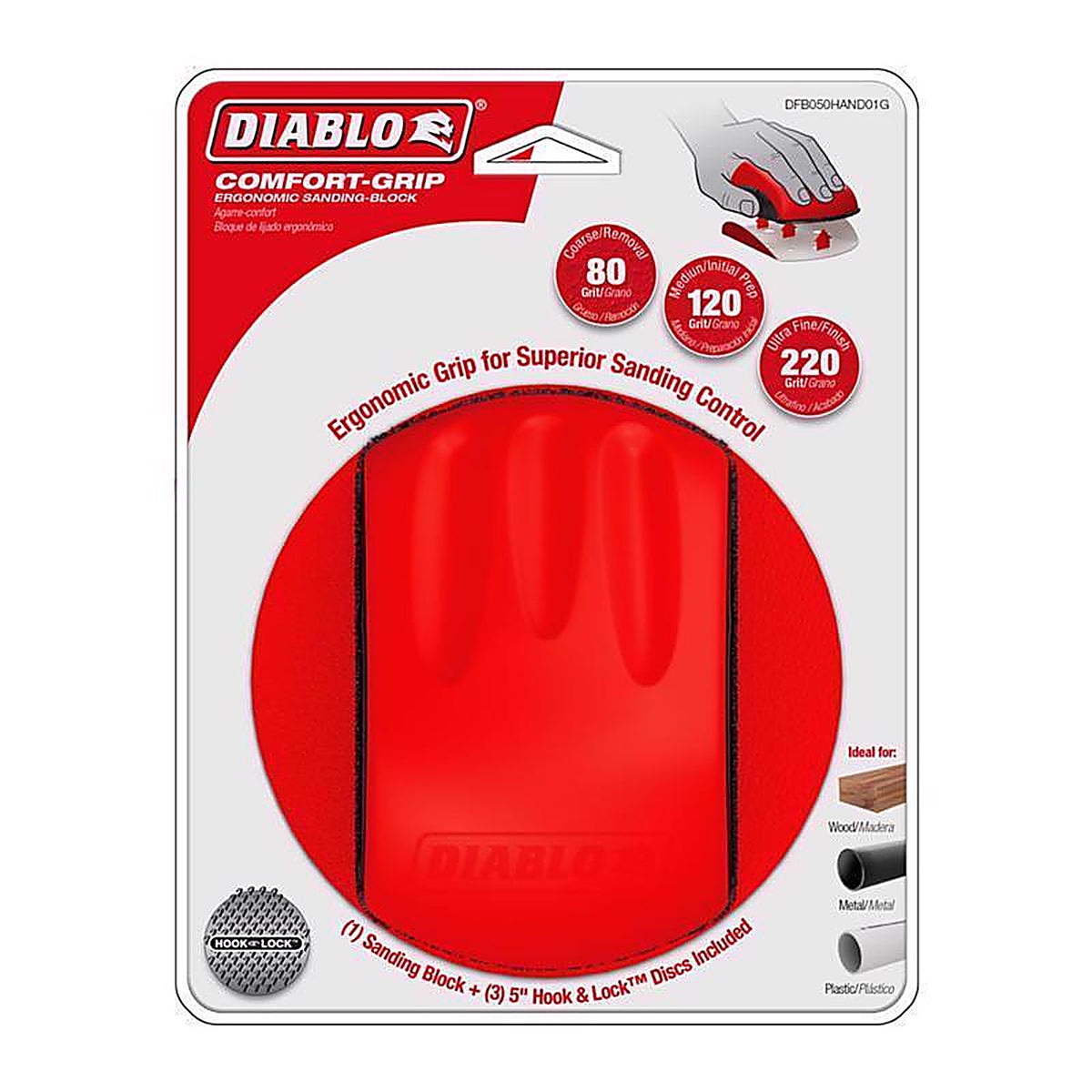 Diablo - DFB050HAND01G - Comfort-Grip 2.25 In. W X 5.5 In. L Assorted Rubber Grit Sanding Block