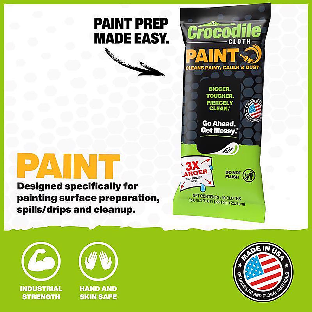 Crocodile Cloth - 6920-010 - Paint Cleaning Cloth 15 In. W X 10 In. L 10 Wipes 10 Pack