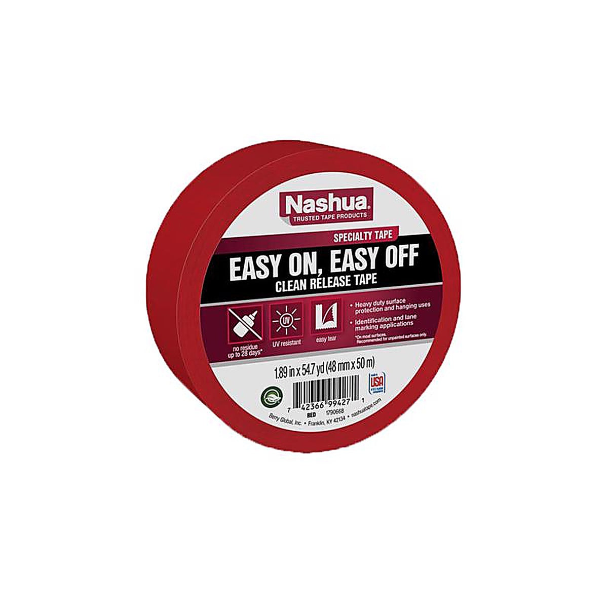 Berry Plastics - 1790624 - Nashua 1.89 In. W X 54.7 Yd L Red Strong Strength Masking Tape 1 Pack