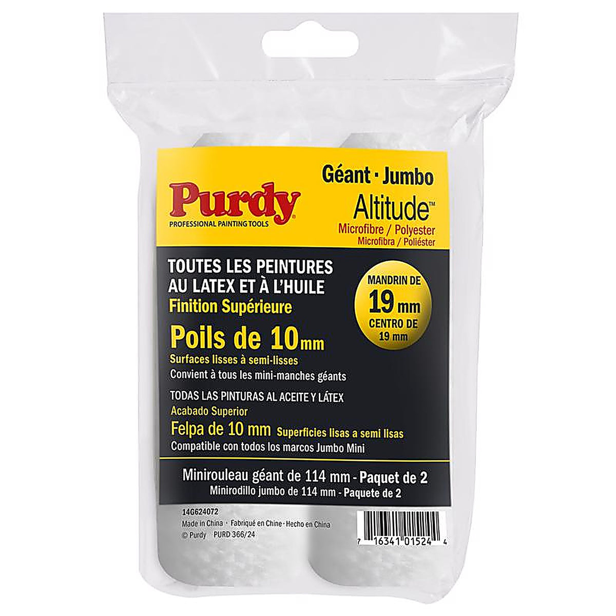 Purdy - 14G624072 - Altitude Poly Micro 4.5 In. W X 3/8 In. Jumbo Mini Paint Roller Cover 2 Pack