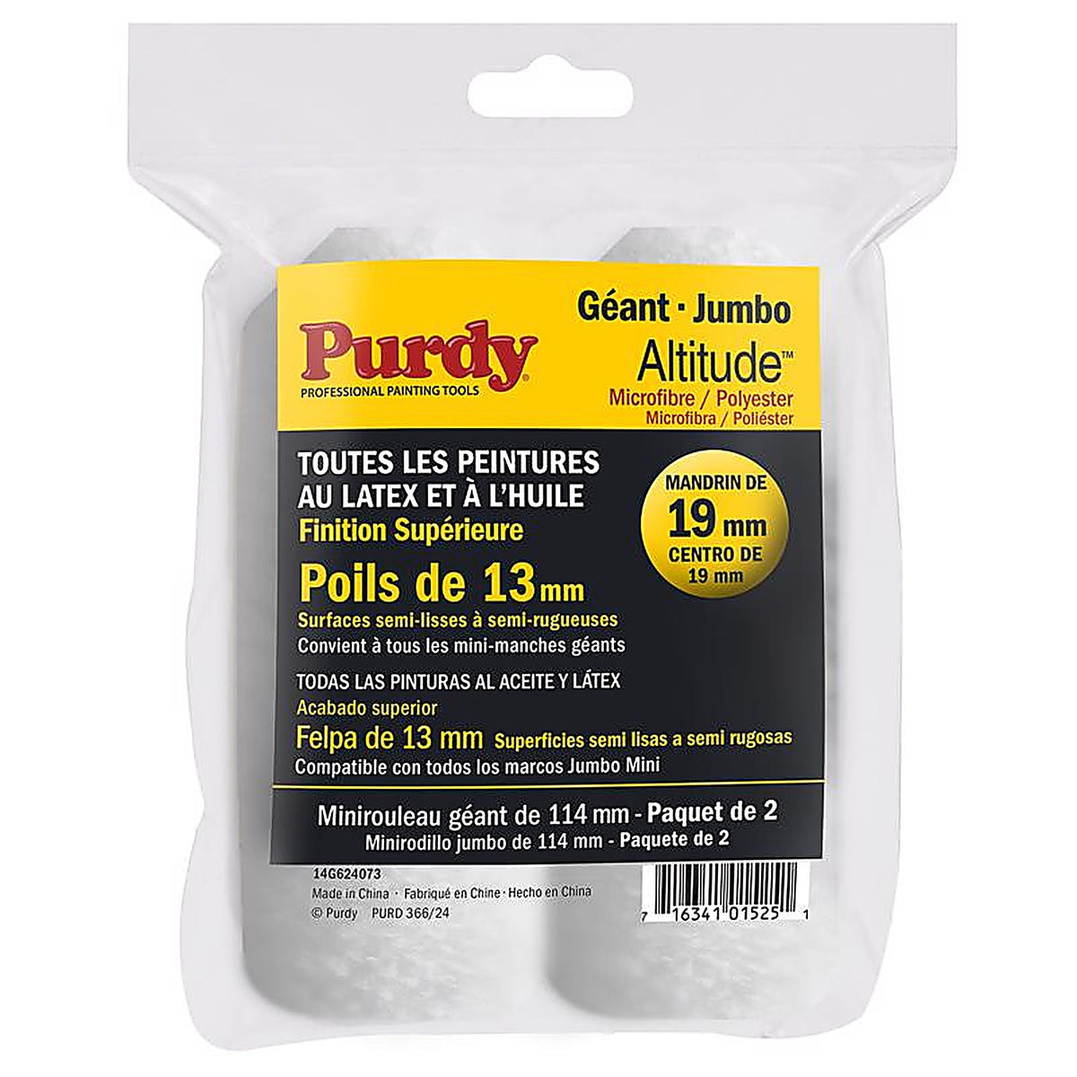Purdy - 14G624073 - Altitude Poly Micro 4.5 In. W X 1/2 In. Jumbo Mini Paint Roller Cover 2 Pack