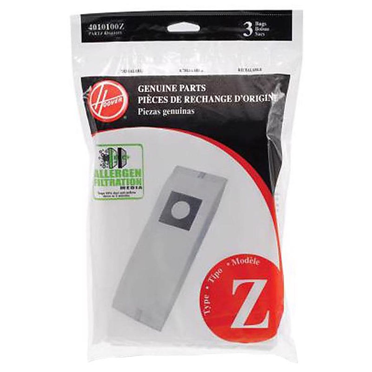 Hoover - 4010100Z - Vacuum Bag 3 Pack Type Z
