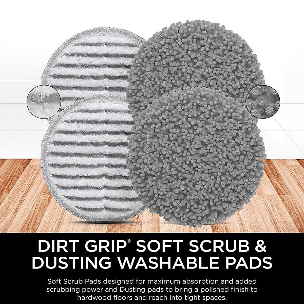 Shark - XKITP7000D - 7.63 In. D Aluminum/Microfiber Cleaner Floor Pad White/Grey