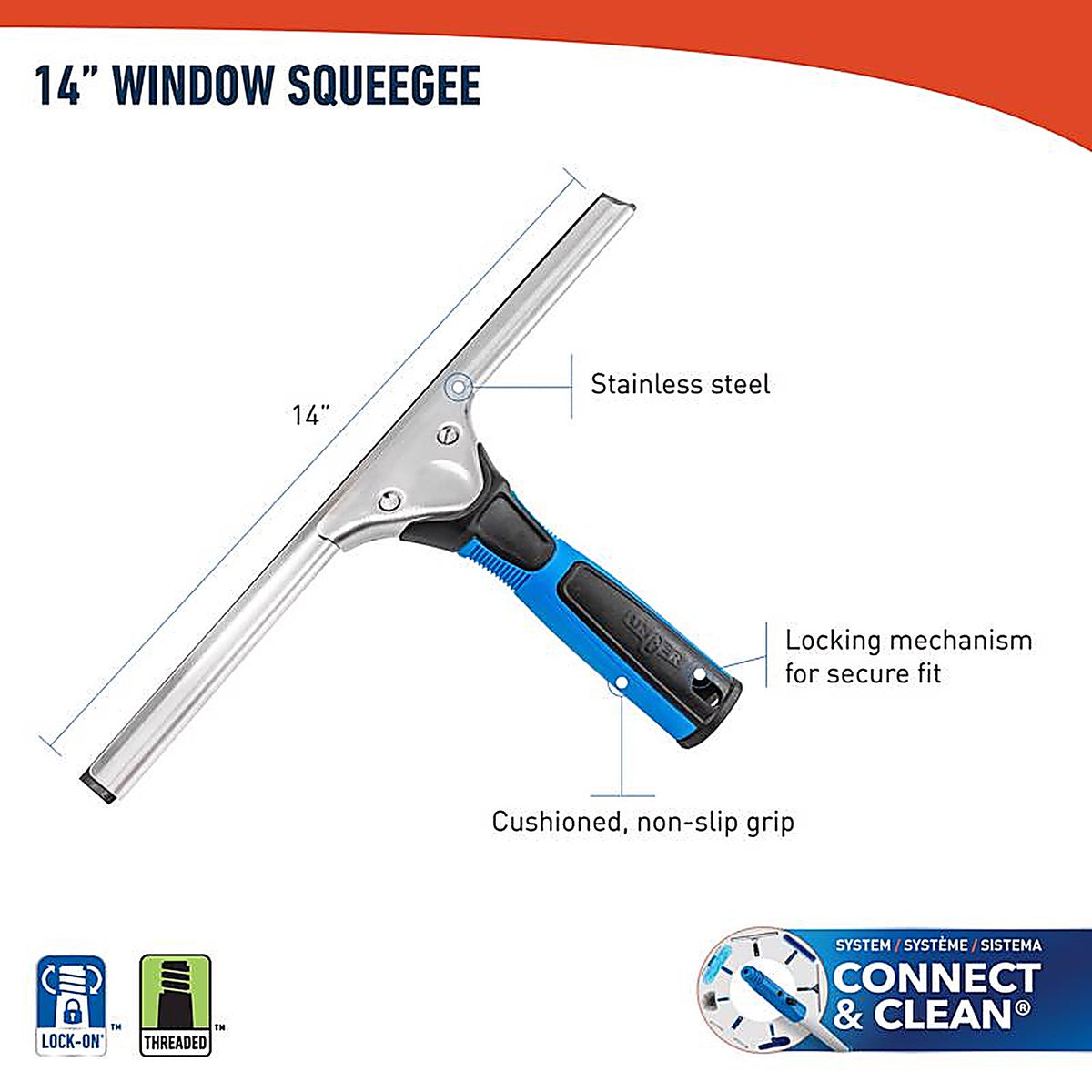 Unger - 977240 - Perfomance Rubber Blade 14 In. Steel Squeegee