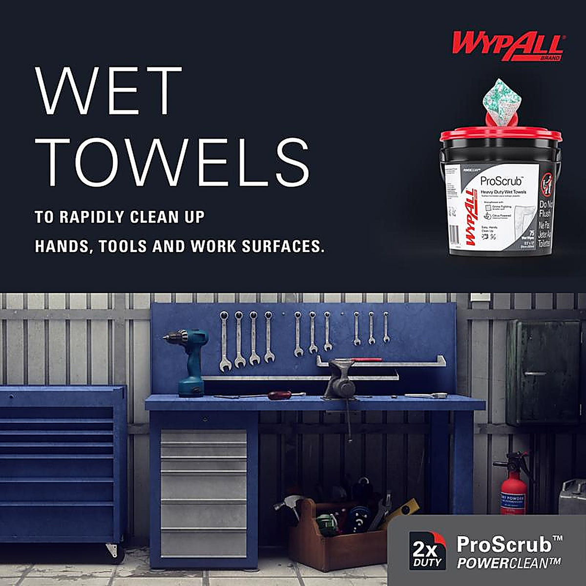 Wypall - 91371 - Polyester/Polyamide/Polypropylene Industrial Towels 12 In. W X 9.5 In. L 450 Sheet 75 Pack