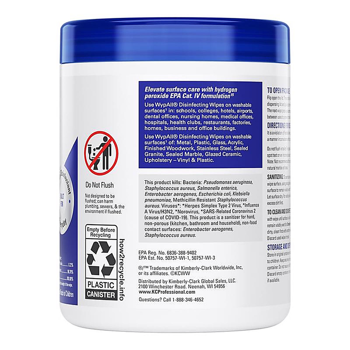 Wypall - 54481 - Polyester/Polyamide/Polypropylene Disinfecting Wipes 5.7 In. W X 7 In. L 555 Sheet 185 Pack