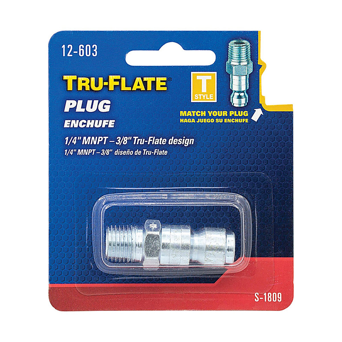 Tru-Flate TRFL12603 Steel Air Plug 1/4 in. Male 1 pc