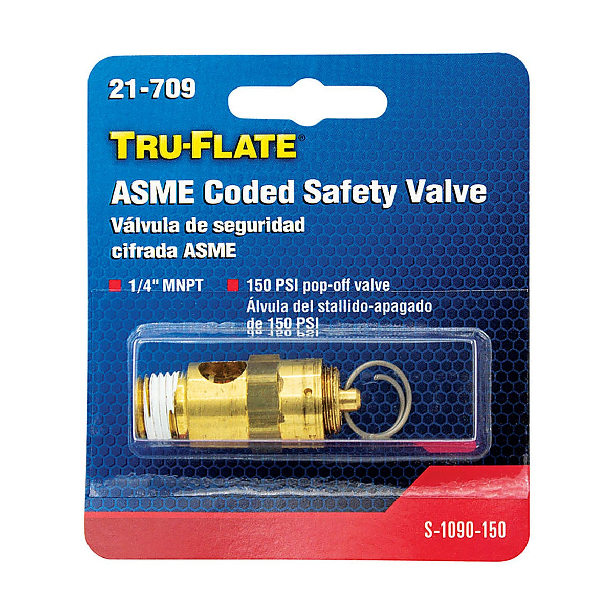 Tru-Flate TRFL21709 Brass Safety Valve 1/4 in. Male 1 pc