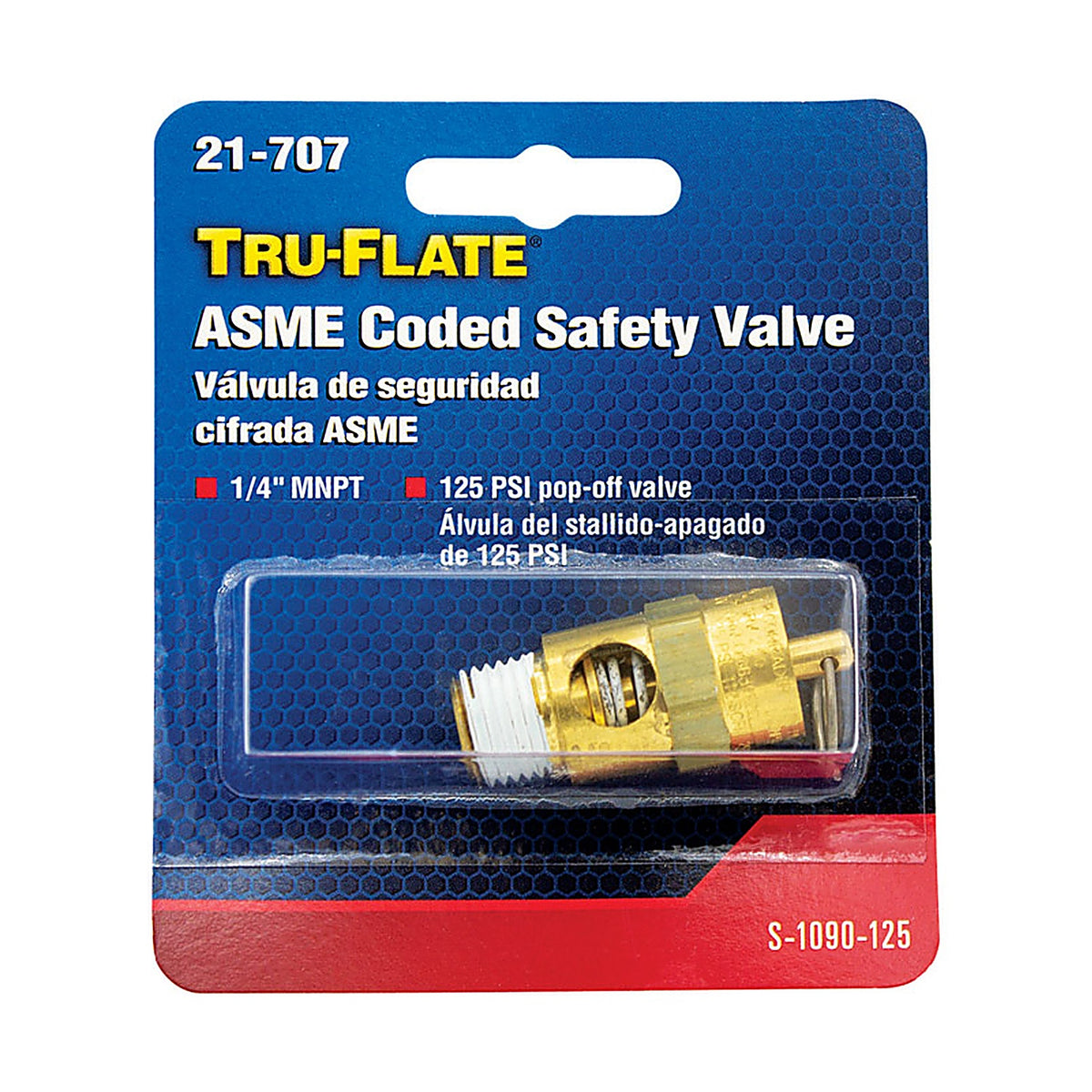 Tru-Flate TRFL21707 Brass Safety Valve 1/4 in. Male 1 pc