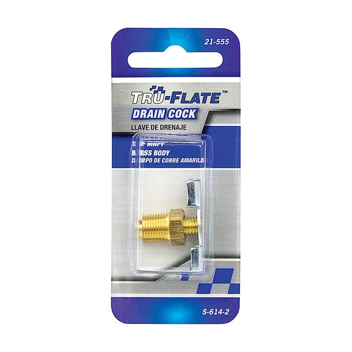 Tru-Flate TRFL21555 Brass/Steel Drain Cock 1/8 in. Male 1 pc
