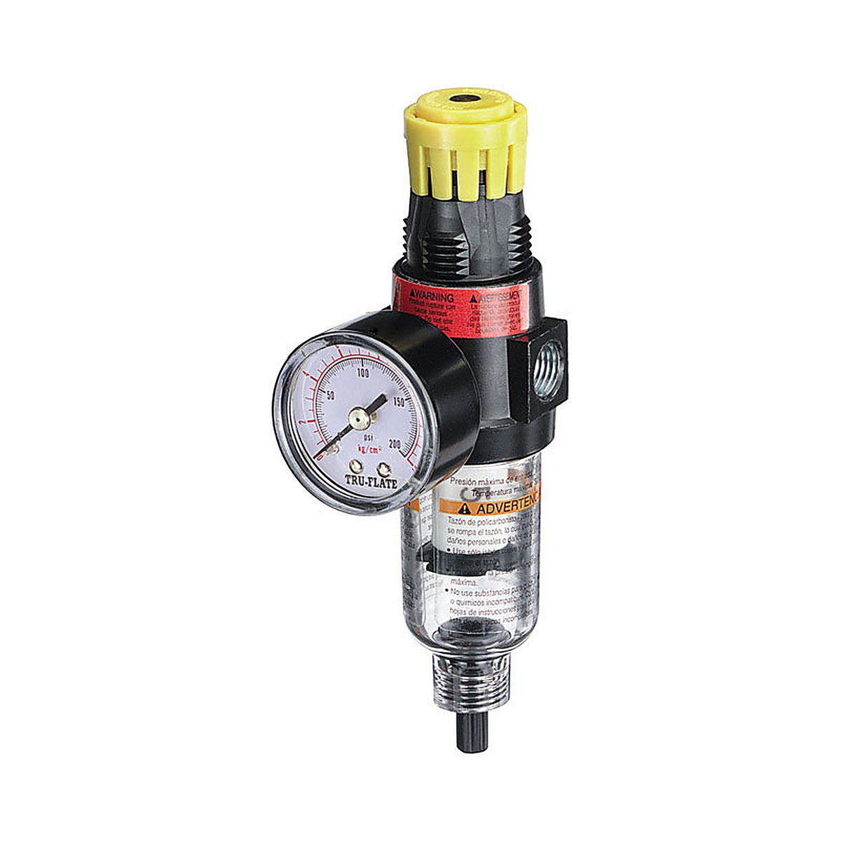 Tru-Flate TRFL24243 Plastic Filter and Regulator with Gauge 1/4 in. NPT 250 psi 1 pc