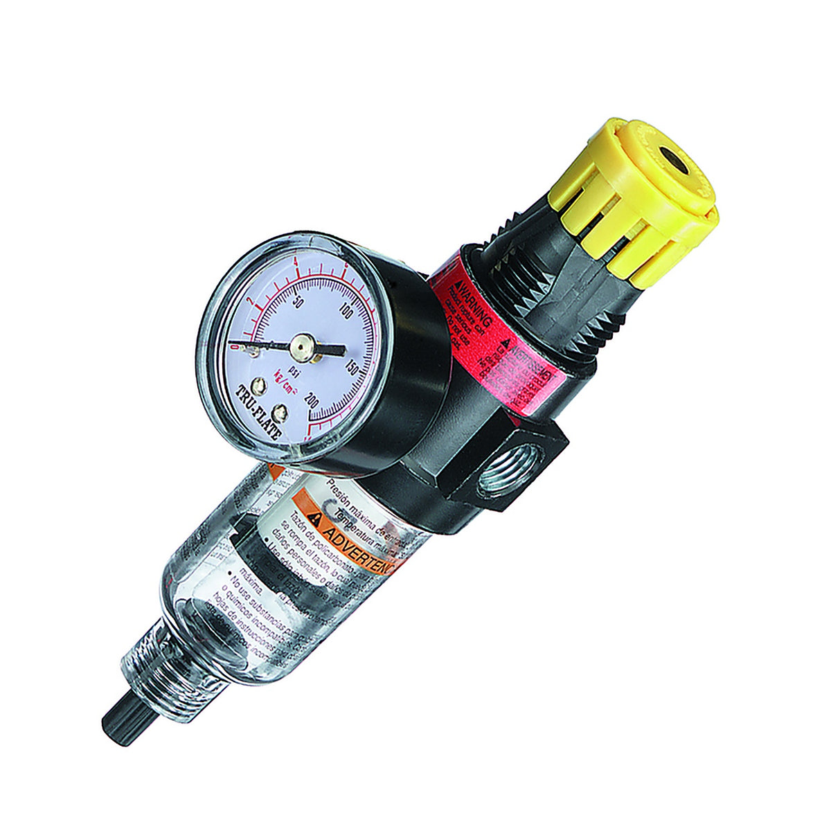 Tru-Flate TRFL24243 Plastic Filter and Regulator with Gauge 1/4 in. NPT 250 psi 1 pc